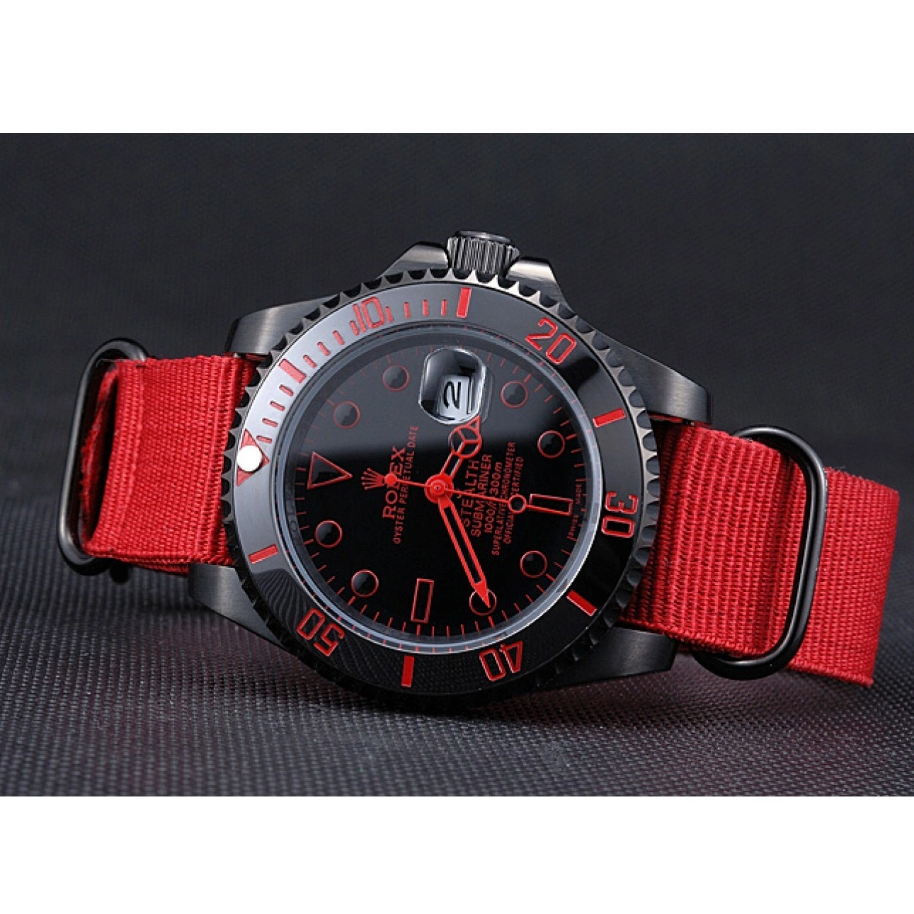Rolex aaa copy Strap Rolex Submariner Stealth Nylon 622010 Red 0731